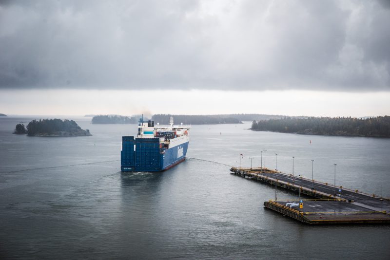 Finnlines' Breeze series vessel, Finnsea, leaving Vuosaari Harbour.