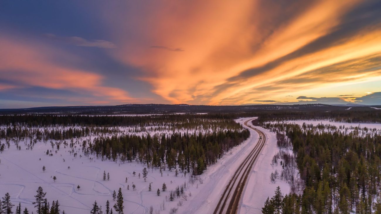 Im Winter auf der E45 in Schweden