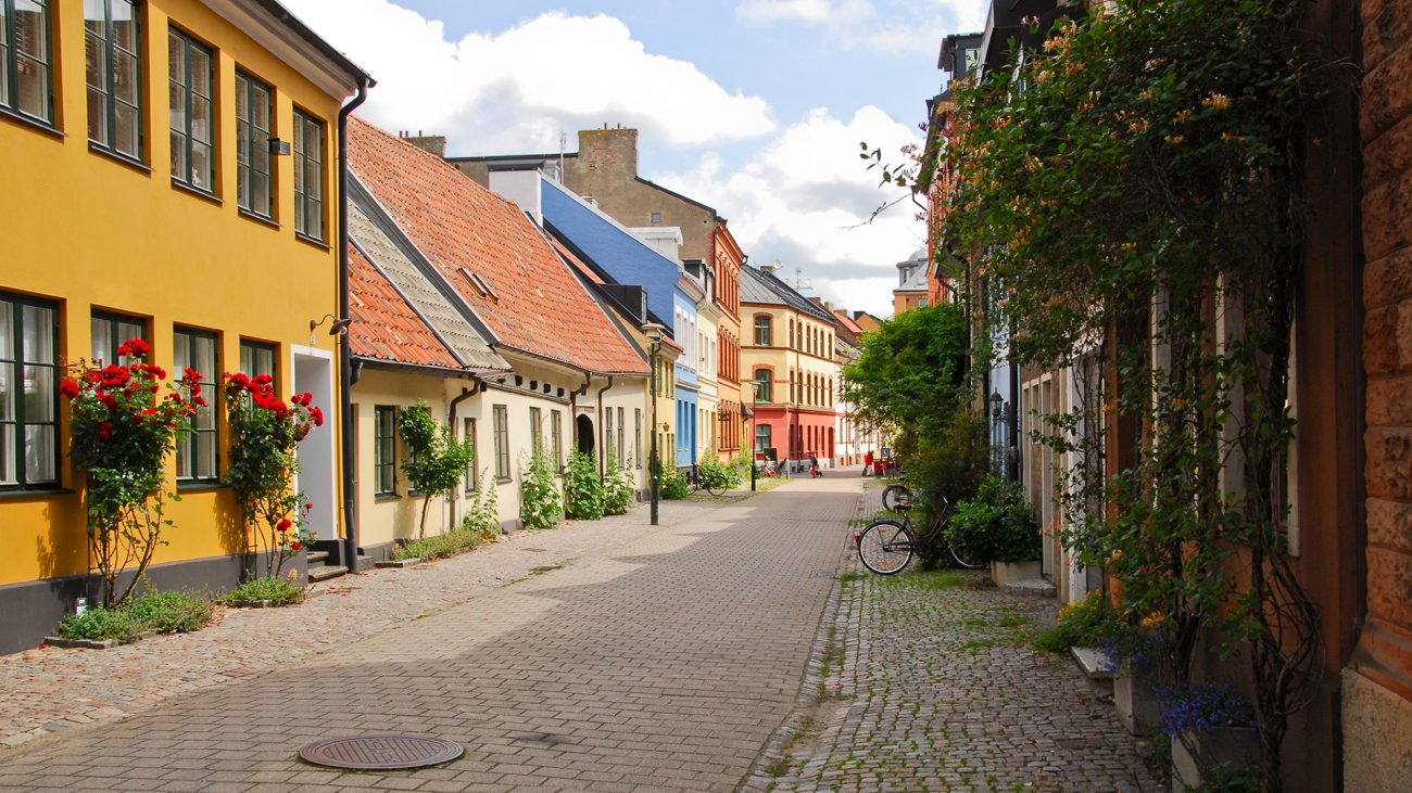 Bunte Häuser in Malmös Straßen