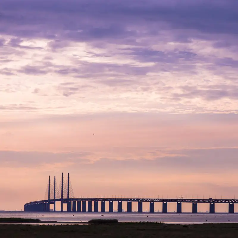 Øresund Brücke im Sonnenuntergang