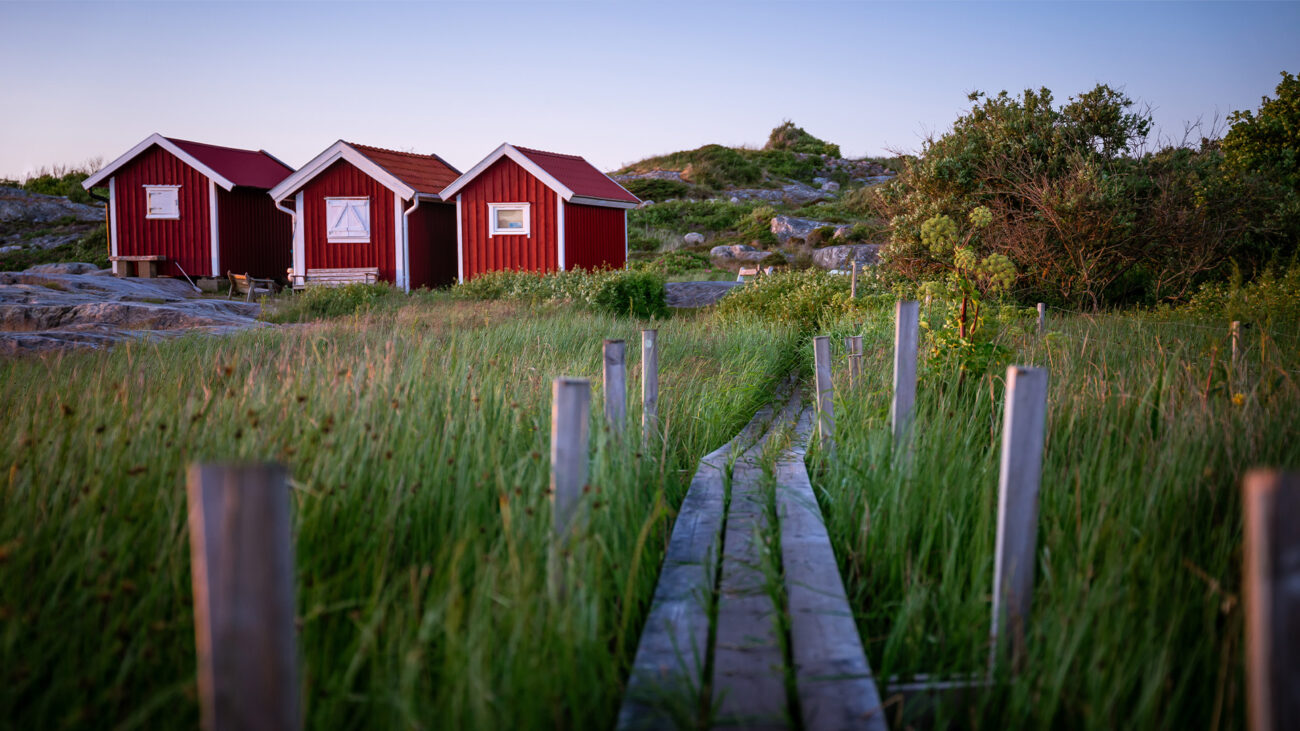 Fischhütten an der schwedischen Küste 