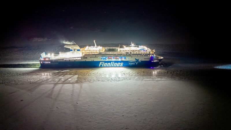 Finncanopus arrived in Naantali, Finland at dawn on 11 February 2024 and was named on 14 February 2024. Photo: Finnlines
