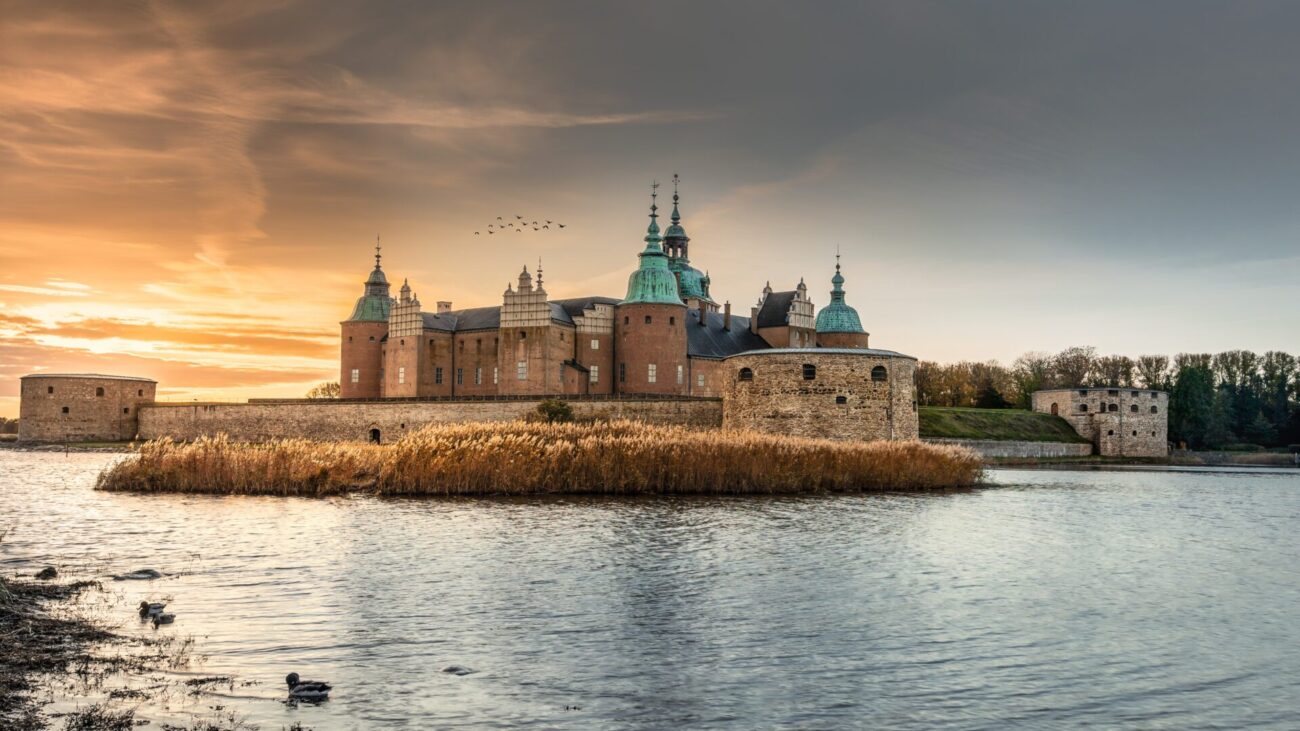 Schloss Kalmar in Småland in der Abenddämmerung